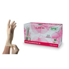 Перчатки латексные смотровые SFM Grip-Surface/ L 254 SC, Германия, 50 пар (100 штук), размер 7-8, М (средний) - фото 8