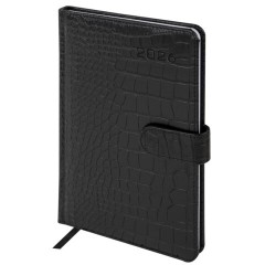 Еженедельник датированный 2026 А5 145х215 мм, BRAUBERG "Party", под кожу, черный, 117180