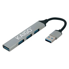 Хаб-разветвлитель KG-088, USB-A 3.2, высокоскоростной, 4 в 1, 1 х USB-A 3.2, 3 x USB-A 2.0, 60 мм, серый, KAIGO (КАЙГО), 355062