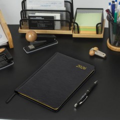 Еженедельник датированный 2026, А5, 145х215 мм, BRAUBERG "Iguana", под кожу, черный, 117171 - фото 5