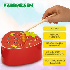 Сортер-рыбалка магнитный деревянный развивающий "Клубника", BRAUBERG KIDS, 665245 - фото 15