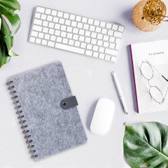 Ежедневник недатированный, А5, 135х210 мм, BRAUBERG "Felt", на гребне, войлок, застежка на кнопке, 160 л., серый, 117133 - фото 6