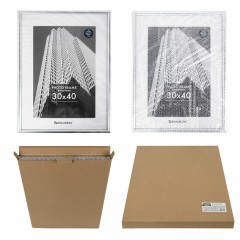 Рамка 30х40 см небьющаяся, багет 12 мм, пластик, BRAUBERG "Original", серебристая, 391232 - фото 9