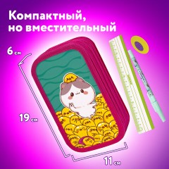 Пенал ЮНЛАНДИЯ, 3 отделения, картон с эффектом soft-touch, 19х11 см, "Duck tales", 273500 - фото 11