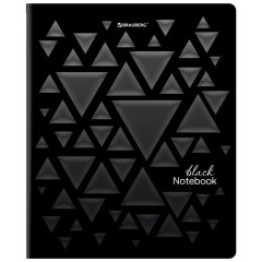Тетрадь А5, 48 л., BRAUBERG, скоба, клетка, матовая ламинация, выборочный лак, "Black" (микс в спайке), 404375 - фото 6
