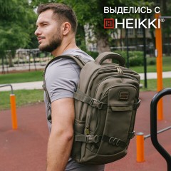 Рюкзак HEIKKI DESERTED (ХЕЙКИ) универсальный, 3 отделения, эргономичный, багажная лента, хаки, 47х33х17 см, 273877 - фото 18