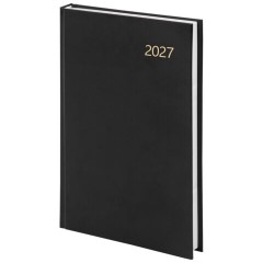 Ежедневник датированный 2027 145х215 мм, А5, STAFF, обложка бумвинил, черный, 117817