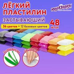 Пластилин супер лёгкий воздушный застывающий 48 штук (36 цветов + 12 базовых), 480 г, 3 стека, ЮНЛАНДИЯ, 106980 - фото 6