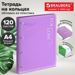 Тетрадь на кольцах БОЛЬШАЯ А4, 305х235 мм, 120 л., пластик, разделители, BRAUBERG MOVE, сиреневый, 405256 - фото 11
