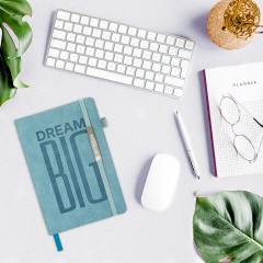 Ежедневник недатированный А5 138х213 мм BRAUBERG "BeStyle", под кожу, резинка, держатель, 160 л., сине-зеленый, 116218 - фото 6