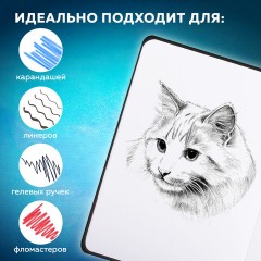 Скетчбук, белая бумага 140 г/м2 90х140 мм, 80 л., КОЖЗАМ, застежка, BRAUBERG ART CLASSIC, черный, 116459 - фото 14