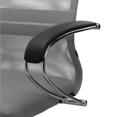 Кресло офисное МЕТТА "SU-B-8" хром, ткань-сетка, сиденье мягкое, светло-серое - фото 12