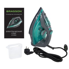 Утюг паровой BRASSON (БРАССОН) SI-2550, 2400 Вт, керамика, автоотключение, антикапля, ШНУР 2,8 м, самоочистка, графит/бирюзовый, 458309 - фото 10