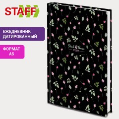 Ежедневник датированный 2026 145х215 мм, А5, STAFF, ламинированная обложка, "Flower pattern", 117327 - фото 10