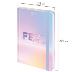 Ежедневник датированный 2026 с резинкой 145х203 мм, А5, BRAUBERG, твердый, "Нежность", 117347 - фото 2