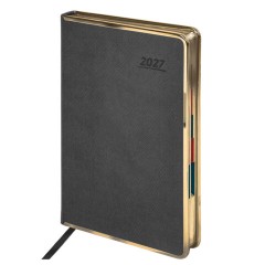 Ежедневник датированный 2027, А5, 148х218 мм, GALANT "Infinity Gold", под кожу, серый, 118062
