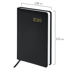 Ежедневник датированный 2026, А5, 138x213 мм, BRAUBERG "Select", балакрон, черный, 117086 - фото 2