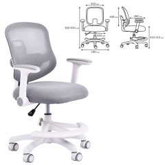 Кресло детское с подставкой для ног BRABIX KIDS "MG-215", сетка/ткань TW, серое, 533313 - фото 2