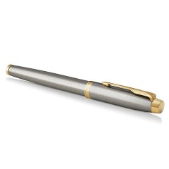 Ручка-роллер PARKER "IM Core Brushed Metal GT", серебристый матовый лак, позолота, черная, 1931663 - фото 8