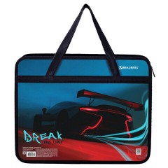 Папка на молнии с ручками BRAUBERG А4, 1 отделение, пластик, 80 мм, "Speed", 270872 - фото 3