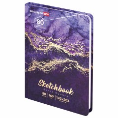 Скетчбук, белая бумага 160 г/м2, 145х203 мм, 80 л., твердая обложка, BRAUBERG ART CLASSIC "Мрамор", 114592 - фото 2