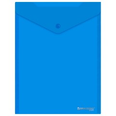 Папка-конверт с кнопкой прозрачная А4 BRAUBERG UNIVERSAL, вертикальная, синяя, 0,15 мм, 273076 - фото 2