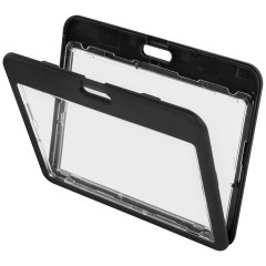 Бейдж горизонтальный (54х85 мм), ДВУСТОРОННИЙ, черный, ЗАЩИТА ОТ ВЛАГИ И ПЫЛИ, BRAUBERG EXTRA, 238812 - фото 3