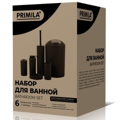 Набор аксессуаров для ванной комнаты, 6 предметов, серый/глянцевый хром, пластик, PRIMILA (ПРИМИЛА), 700123 - фото 3