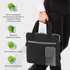 Сумка для документов STAFF DELEGATE на молнии, два кармана, полиэстер, черная/серая, 30х34х2 см, 272619 - фото 10