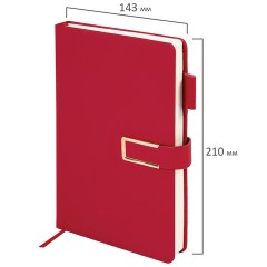 Ежедневник недатированный, А5, 143х210 мм, BRAUBERG "Dainty", под кожу, магнитная застежка, 160 л., красный, 117142 - фото 2