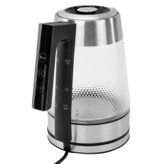 Чайник электрический с терморегулятором SONNEN KT-1809D, 1,8 л, 2200 Вт, 5 цветов подсветки, 5 температур, стекло текстура ромб, 455141 - фото 4