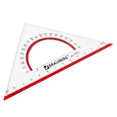 Треугольник пластиковый, угол 45, 13 см, BRAUBERG "Crystal", с транспортиром, прозрачный, с выделенной шкалой, 210293 - фото 3