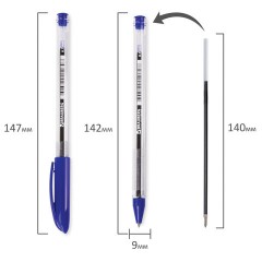 Ручка шариковая масляная BRAUBERG "Rite-Oil", СИНЯЯ, корпус прозрачный, узел 0,7 мм, линия письма 0,35 мм, 141702 - фото 7