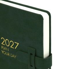 Ежедневник датированный 2027, А5, 138х213 мм, BRAUBERG "Trace", под кожу, ремешок, зеленый, 117999 - фото 5