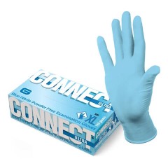 Перчатки смотровые нитриловые 50 пар (100 штук), CONNECT, голубые, размер 9-10, XL (очень большой) - фото 1