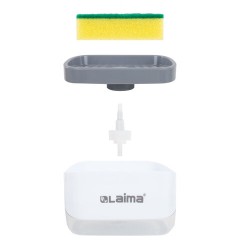 Диспенсер/дозатор для моющего средства, органайзер + губка, БЕЛЫЙ, 14,5х9х10 см, LAIMA HOME, 700041 - фото 4
