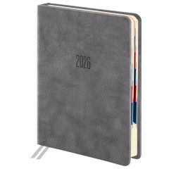 Ежедневник датированный 2026 B6 125х173 мм, GALANT "Vivid", под кожу, серый, 117410