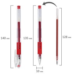 Ручка гелевая с грипом PILOT "G-1 Grip", КРАСНАЯ, корпус прозрачный, узел 0,5 мм, линия письма 0,3 мм, BLGP-G1-5, BLGP-G1-5 R - фото 8