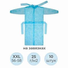 Халат одноразовый голубой на завязках КОМПЛЕКТ 10 шт., XXL, 56-58 размер, 140 см, рукав на резинке, 25 г/м2, СНАБЛАЙН Халат одноразовый голубой на завязках КОМПЛЕКТ 10 шт., XXL, 56-58 размер, 140 см, рукав на резинке, 25 г/м2, СНАБЛАЙН - фото 9