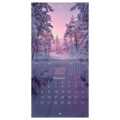 Календарь настенный перекидной 2027 г., BRAUBERG, 12 листов, 21,4х42,8 см, МИНИ, "Nature", 118433