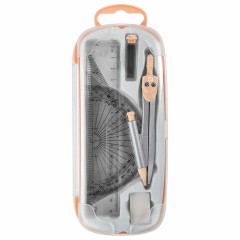 Готовальня BRAUBERG SCHOOL KIT, 9 предметов, циркуль 125 мм, чертежные принадлежности, персиковый цвет, 210715 - фото 3