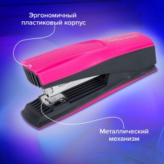 Степлер №24/6, 26/6 BRAUBERG "SUPER", до 30 листов, маджента и черный, 272740 - фото 13