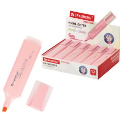 Текстовыделитель BRAUBERG "ORIGINAL PASTEL", ПАСТЕЛЬНЫЙ РОЗОВЫЙ, линия 1-5 мм, 151693