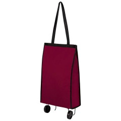 Сумка хозяйственная на колесах складная 50x32x15 см, 24 л, до 15 кг, Оксфорд 600D, бордовая, ЛЮБАША, 701401