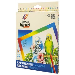 Карандаши цветные ЛУЧ "Школа Творчества", 24 цвета, трехгранные, натуральное дерево, 30С 1808-08 - фото 2