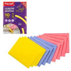 Салфетки универсальные, 30х40 см, КОМПЛЕКТ 10 шт., 90 г/м2, вискоза (спанлейс), PACLAN, 410009 - фото 2