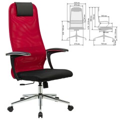 Кресло офисное BRABIX PREMIUM "Ultimate EX-801" хром, плотная двойная сетка Х2, черное/красное, 532921 - фото 2