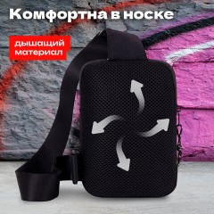 Сумка на плечо HEIKKI BLASTER (ХЕЙКИ) с карманом, черная, 20х14х5 см, 272634 - фото 14