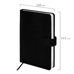 Ежедневник датированный 2026 А5 138x213 мм, BRAUBERG "Legend", под кожу, застежка, черный, 117070 - фото 2