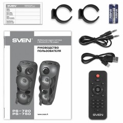 Колонка портативная SVEN PS-750, 80 Вт, TWS, Bluetooth, FM, USB, microSD, LED-дисп, черная, SV-019617 - фото 14